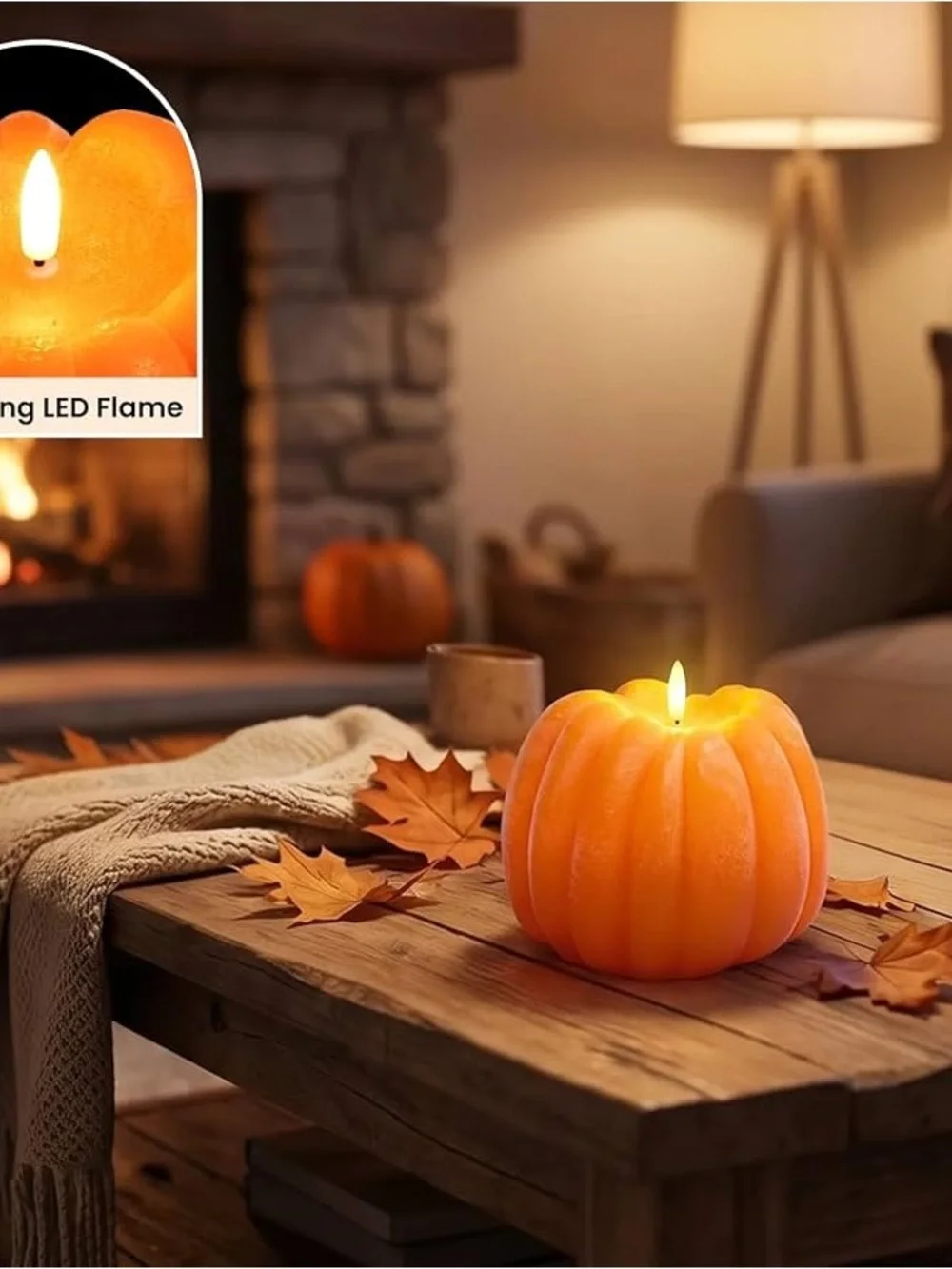 Remote controlled Orange Pumpkin-Shaped Scented Candle - Home Accents